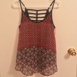 Printed, strappy back tank